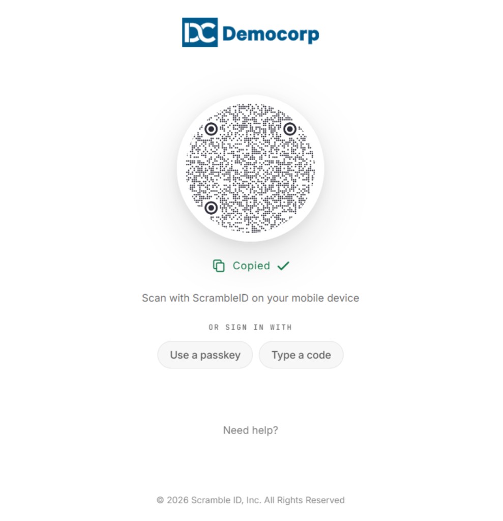 Desktop App: Copy QR on login page