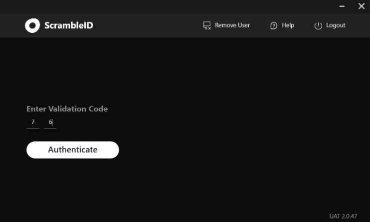 Desktop App: Enter passkey validation code